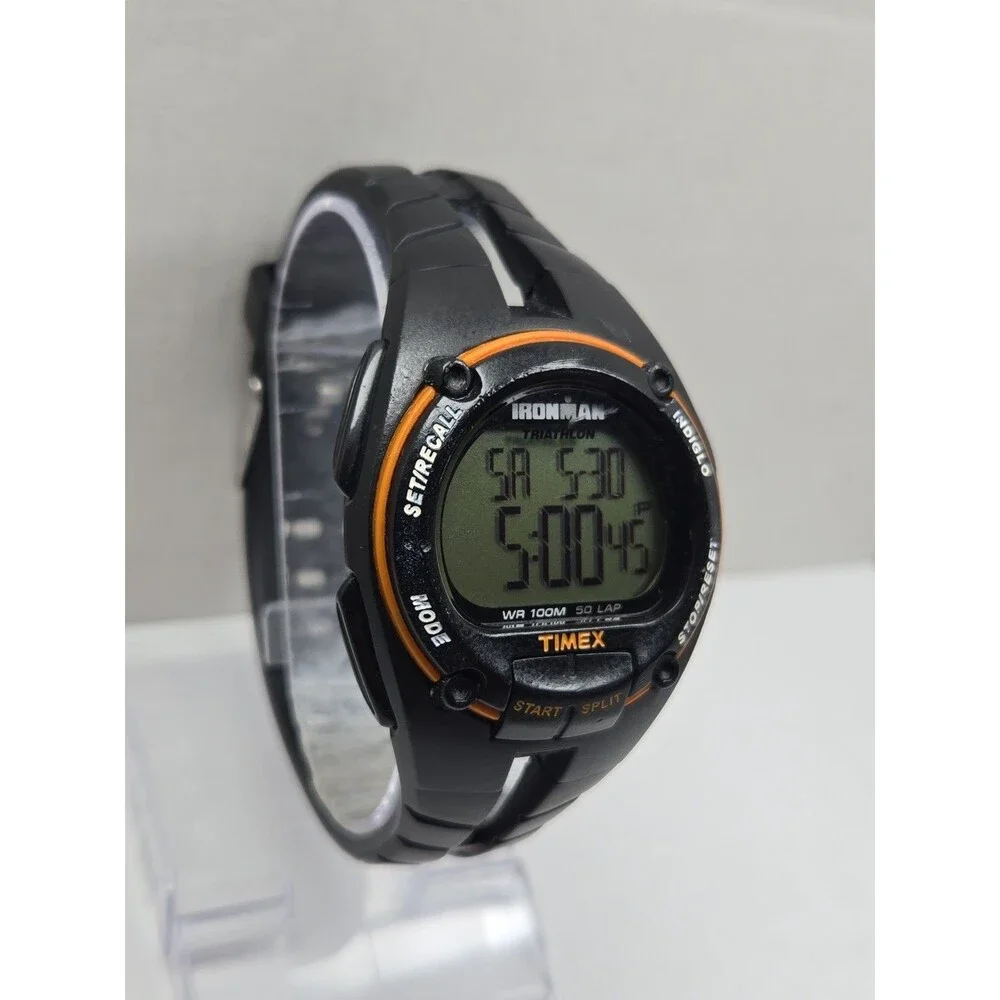 Timex Ironman Triathlon 50 Lap Indiglo 100M Mens 41mm Digital Watch New Battery